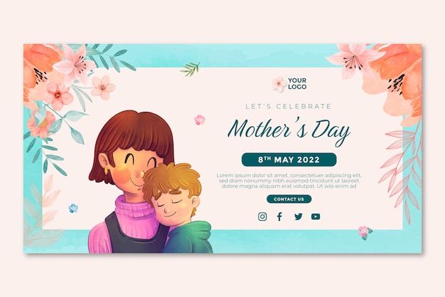 Free vector watercolor mother's day social media post template