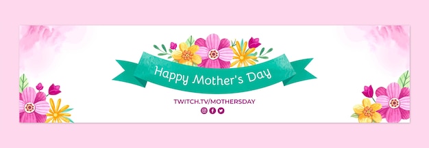 Free vector watercolor mother's day twitch banner