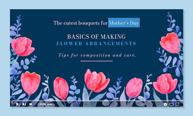 Free vector watercolor mother's day youtube thumbnail