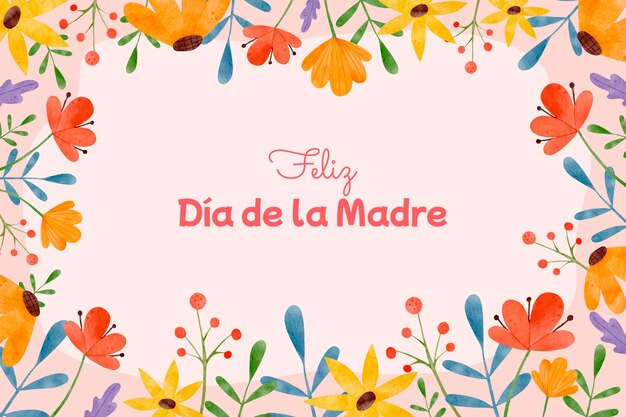 Watercolor mothers day background in spanish