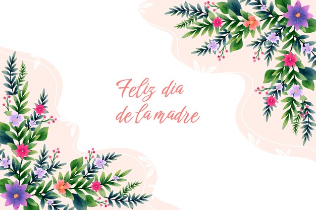 Free vector watercolor mothers day background in spanish