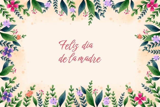 Watercolor mothers day background in spanish