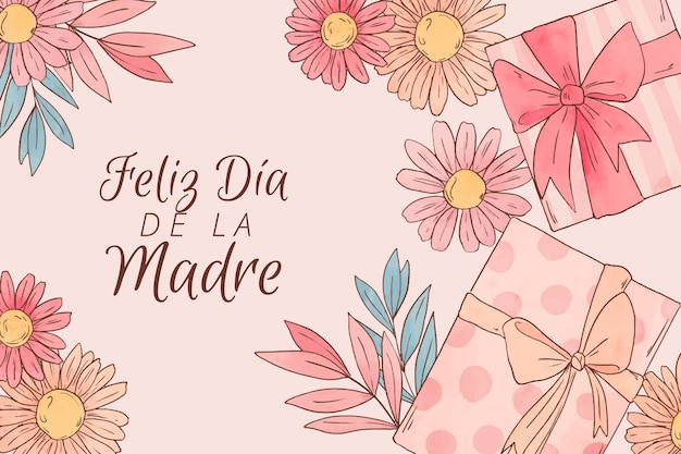 Free vector watercolor mothers day background in spanish