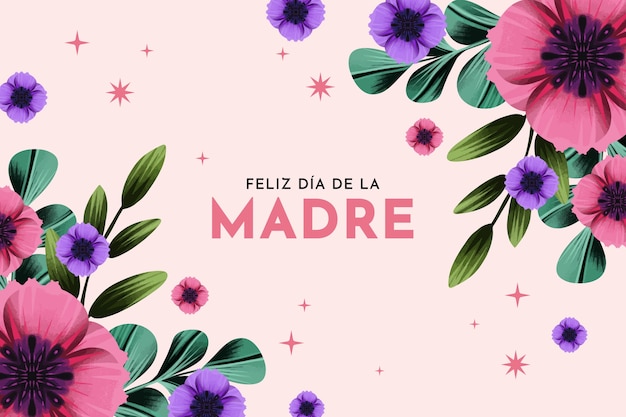 Free vector watercolor mothers day background in spanish