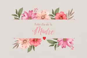 Free vector watercolor mothers day background in spanish