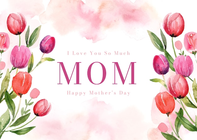 Watercolor mothers day background