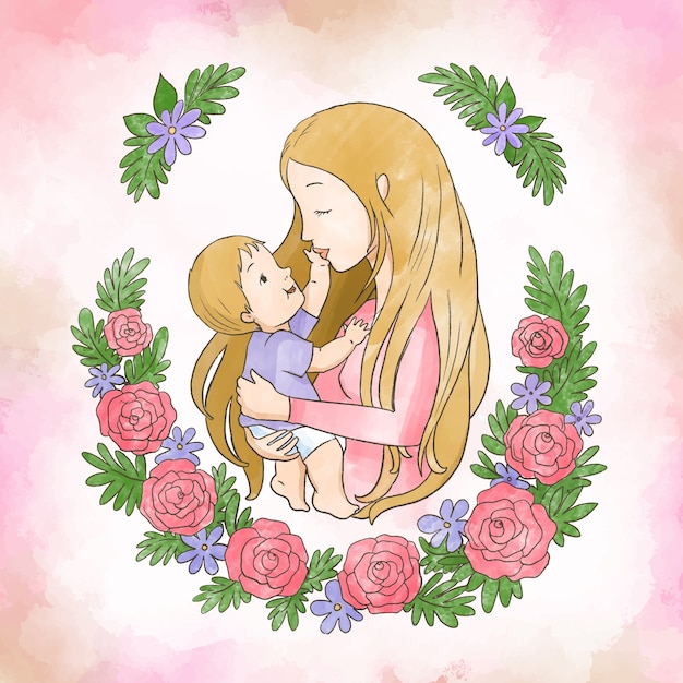 Free vector watercolor mothers day concept