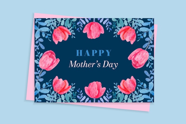 Free vector watercolor mothers day greeting card template