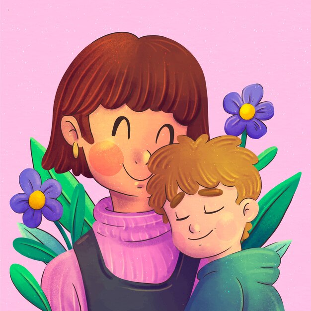 Watercolor mothers day illustration