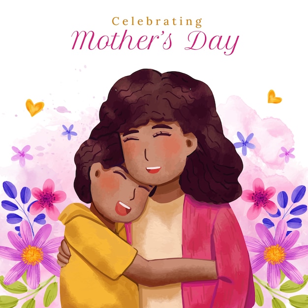 Free vector watercolor mothers day illustration