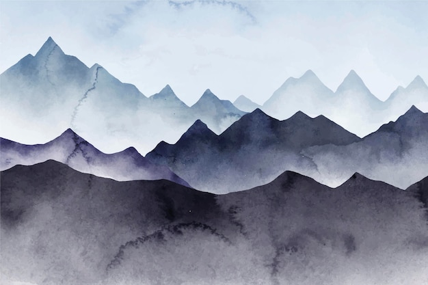 Watercolor mountain landscape