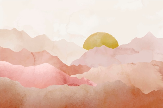 Watercolor mountain landscape