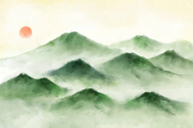 Watercolor mountains background