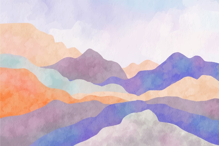 無料Vector 水彩山の背景