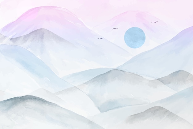 Watercolor mountains background