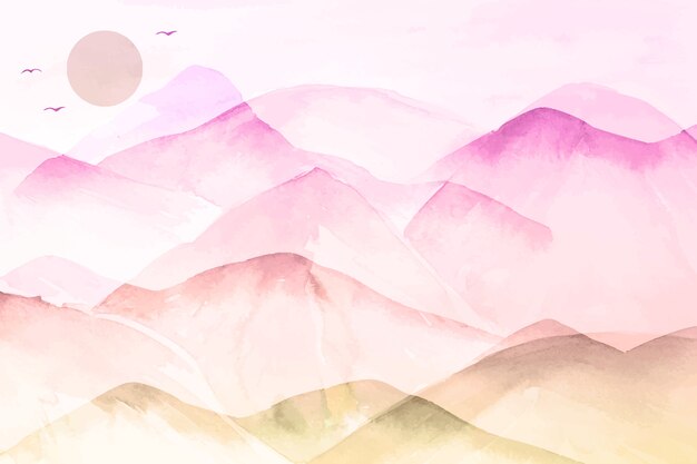 Watercolor mountains background