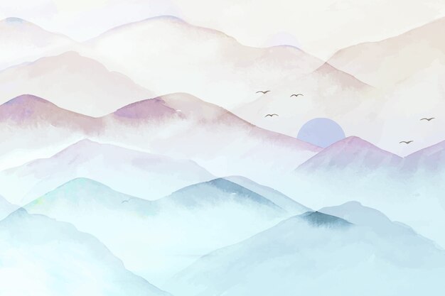 水彩山々の背景