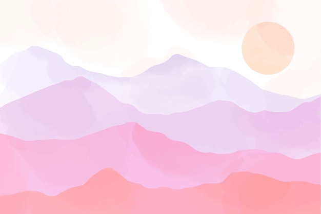 Free vector watercolor mountains and moon background