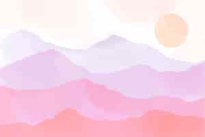 Free vector watercolor mountains and moon background