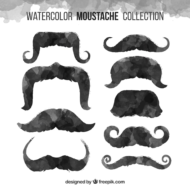 Free vector watercolor moustaches collection