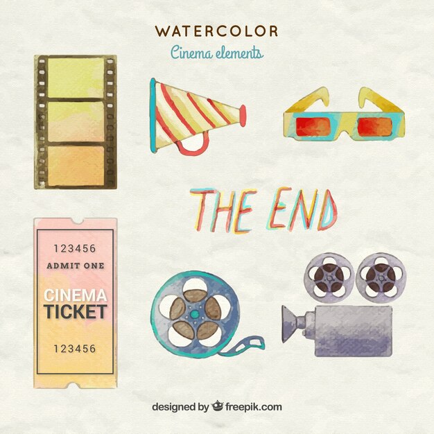 Watercolor movie element collection