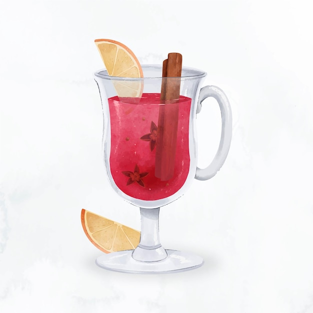 Free vector watercolor mulled wine illustration