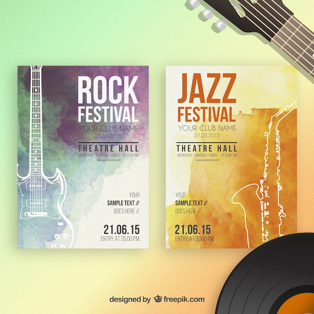 Watercolor music festival posters