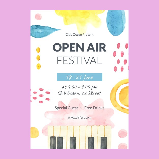 Watercolor musical event poster template