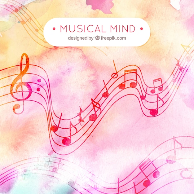 Free vector watercolor musical mind background