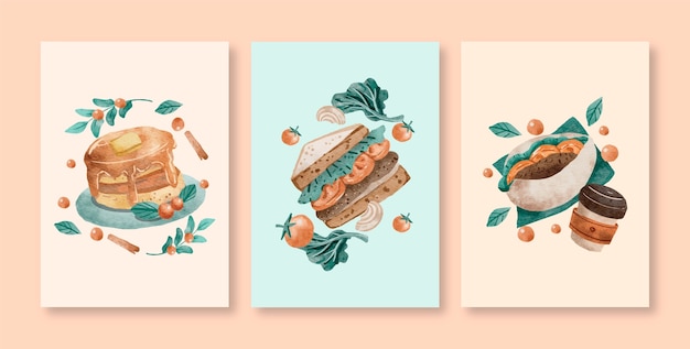 Free vector watercolor muted colors greeting cards collection