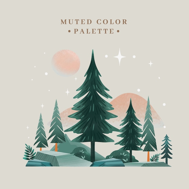 Watercolor muted colors illustration