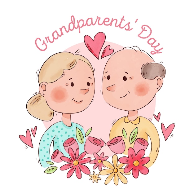 Watercolor national grandparents day theme