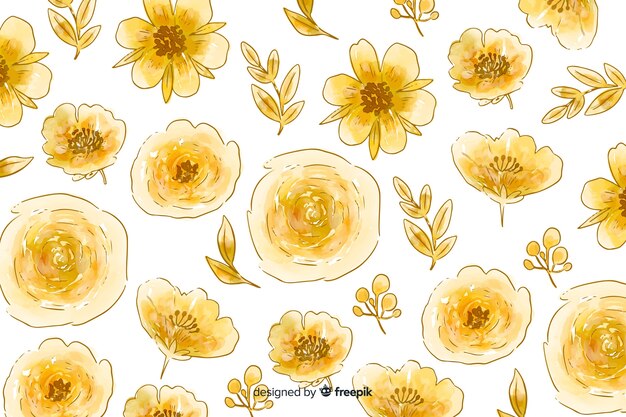 Free vector watercolor natural background with flowers