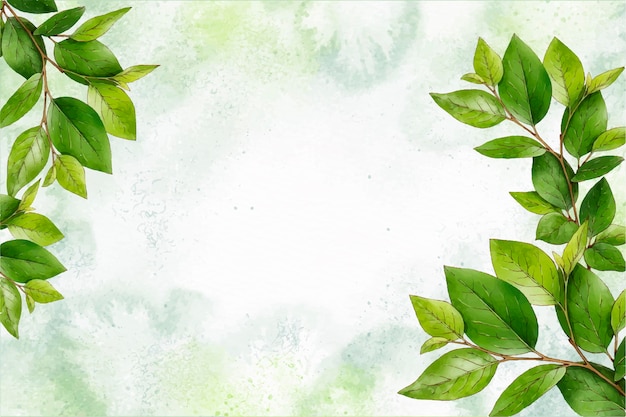 Free vector watercolor nature background with leaves