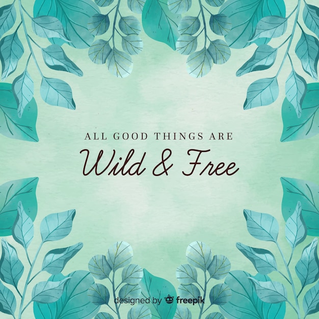 Free vector watercolor nature background with quote