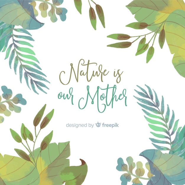 Watercolor nature background with quote