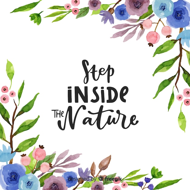 Watercolor nature background with quote