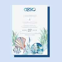 Free vector watercolor nautical wedding invitations