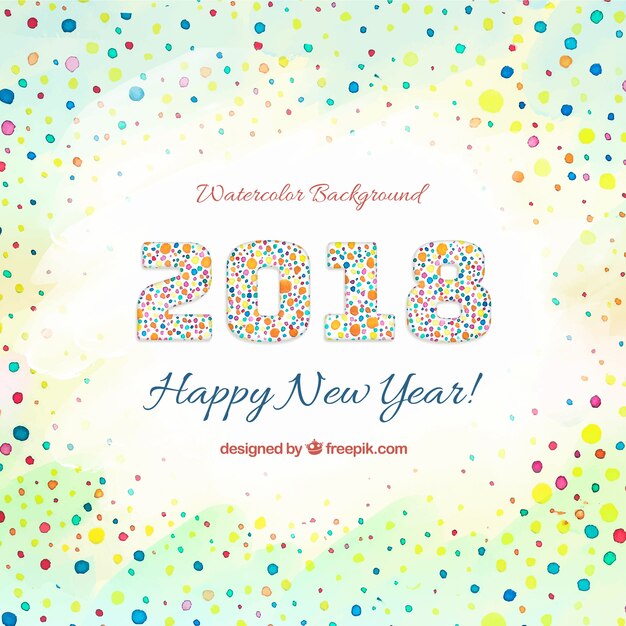 Watercolor new year 2018 background with circles