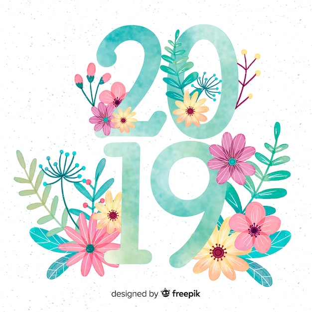 Free vector watercolor new year 2019 background