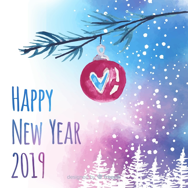 Free vector watercolor new year 2019 background