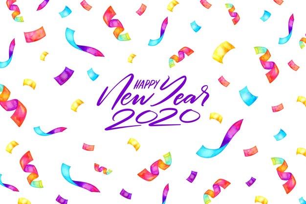 Watercolor new year 2020 background concept