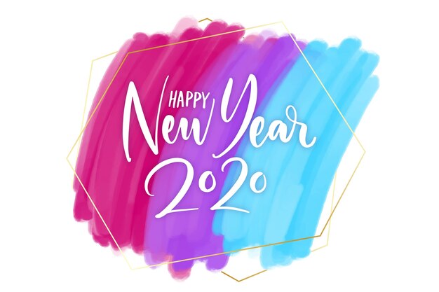 Watercolor new year 2020 background concept