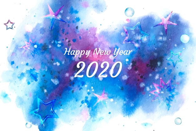 Watercolor new year 2020 background