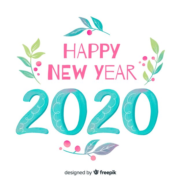 Watercolor new year 2020