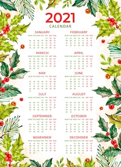 Watercolor new year 2021 calendar