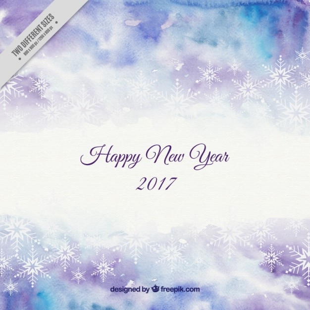 Free vector watercolor new year background with snowflakes