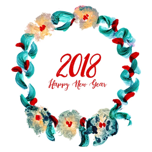 Watercolor new year floral background