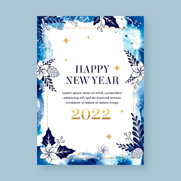 Free vector watercolor new year greeting card template