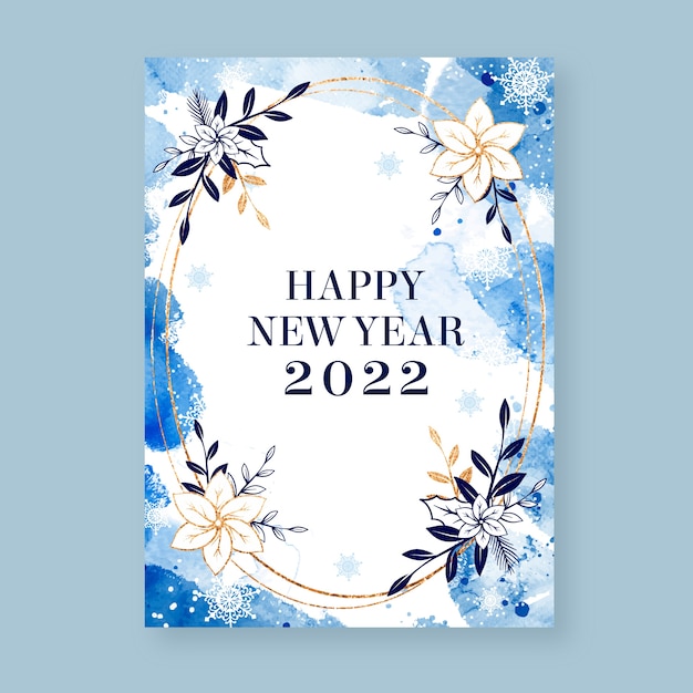 Free vector watercolor new year greeting card template